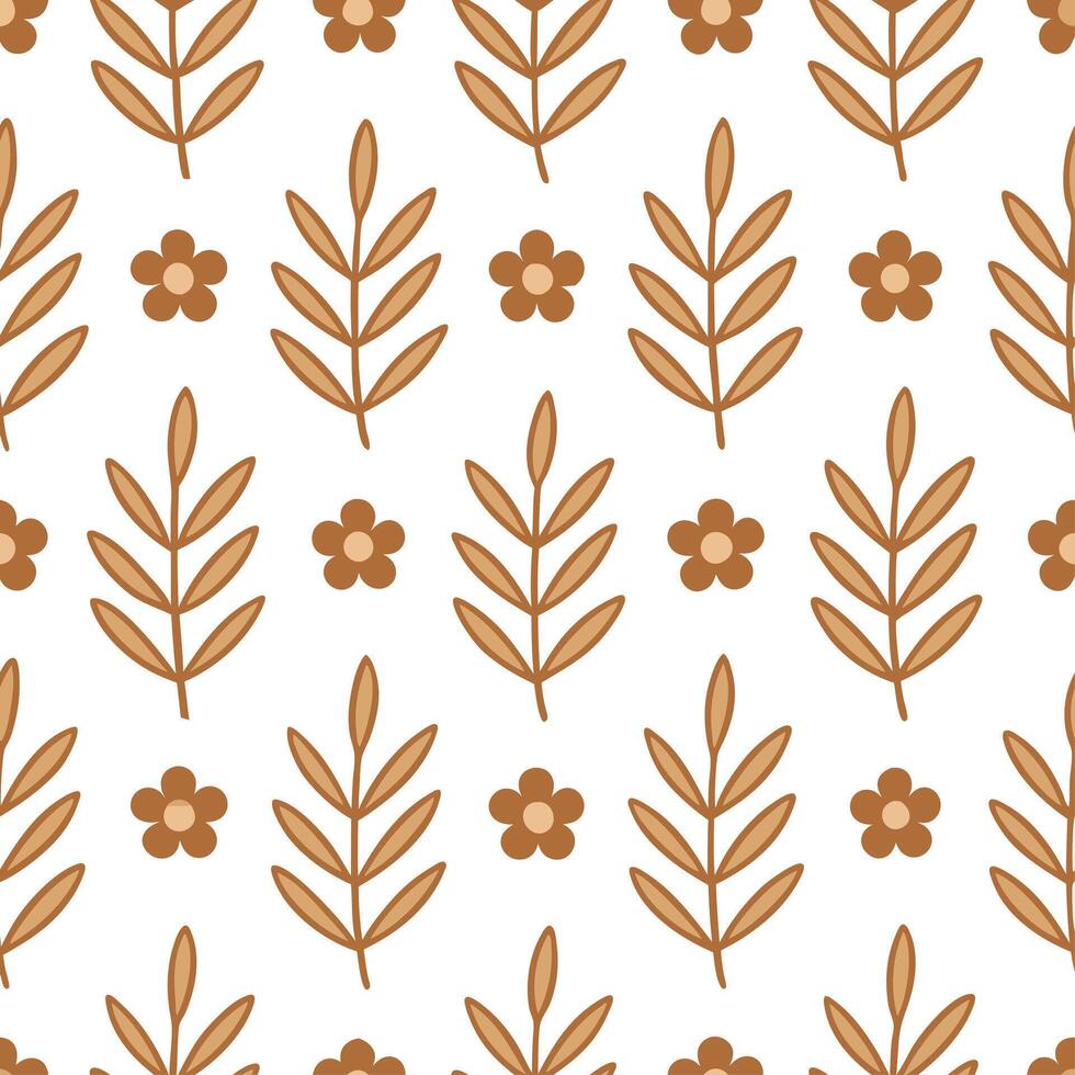 Rustic seamless tile pattern featuring hand drawn floral illustrations and earthy tones ideal for farmhouse kitchens Set 2 vector
