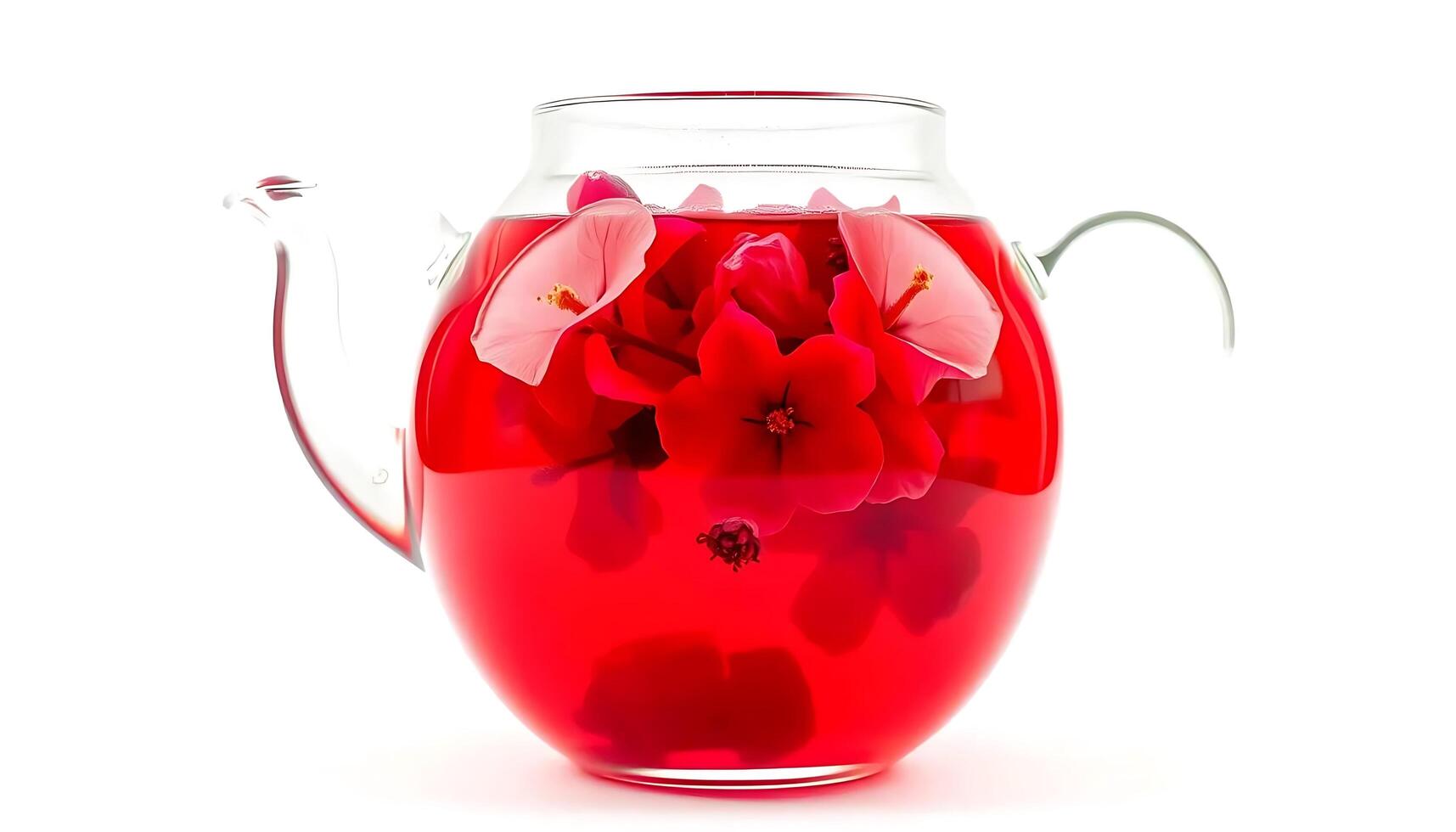 A glass pitcher filled with red liquid photo