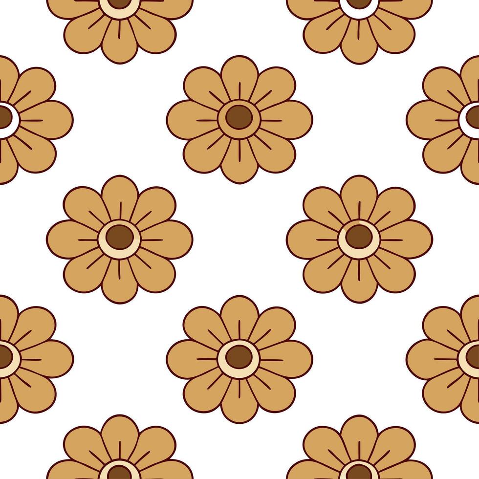 Rustic Anemone seamless pattern with earthy tones and natural textures on white background vector