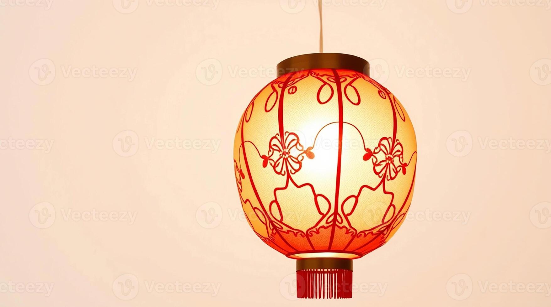 Geometric Gold Patterns on a Vibrant Red Lantern photo