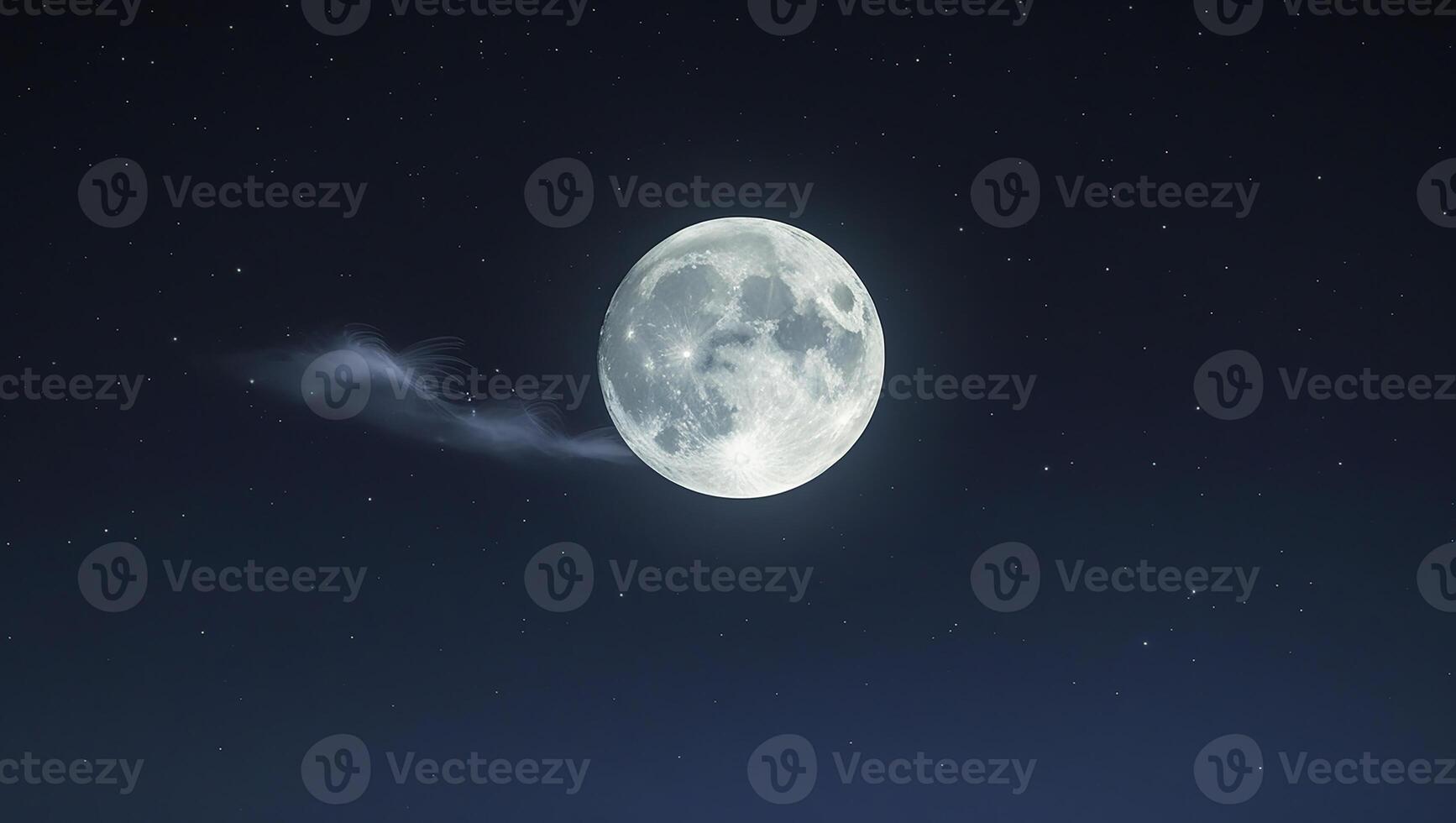 Minimal Night Scene with Moon and Subtle Star Clusters photo