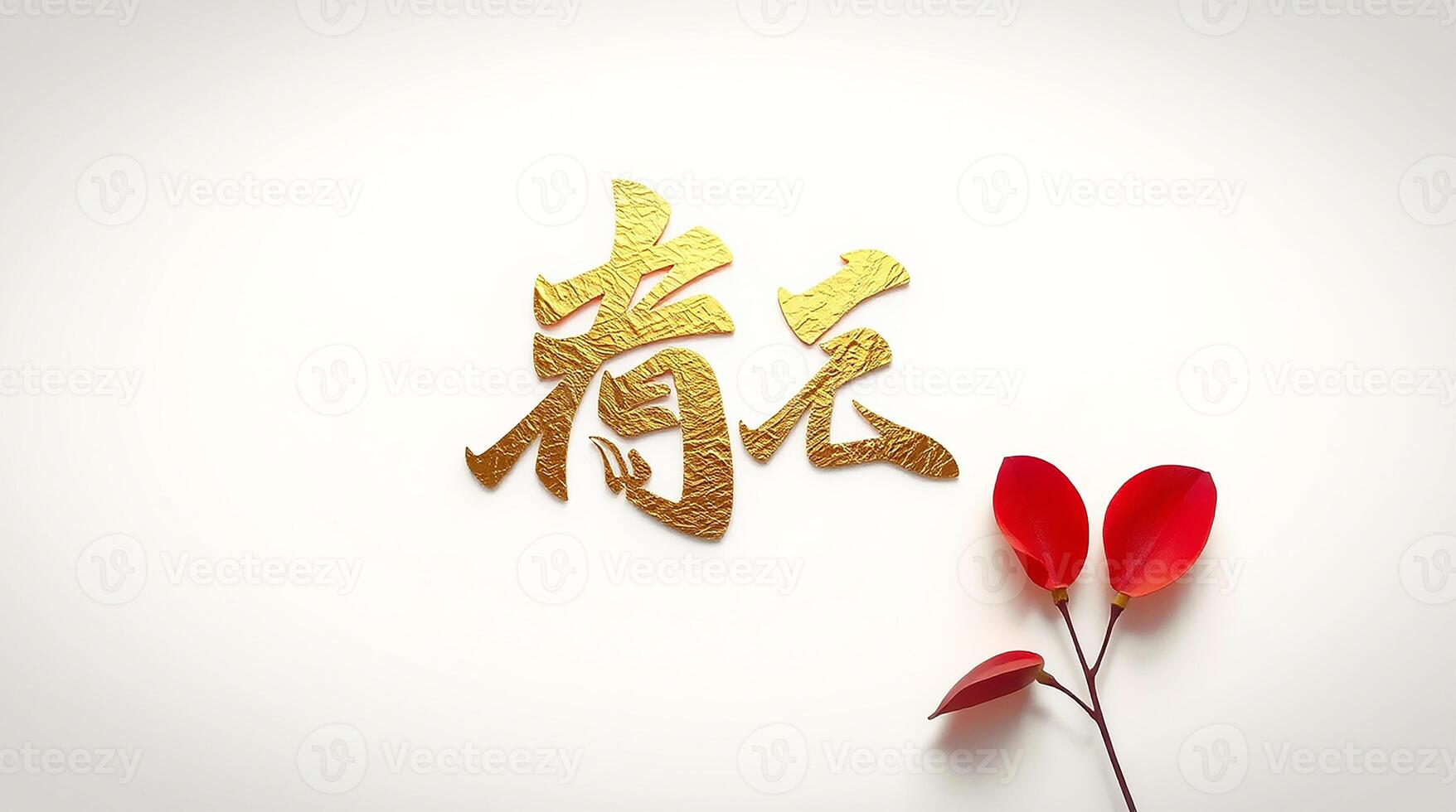 Metallic Gold Calligraphy of Fu for Prosperity photo