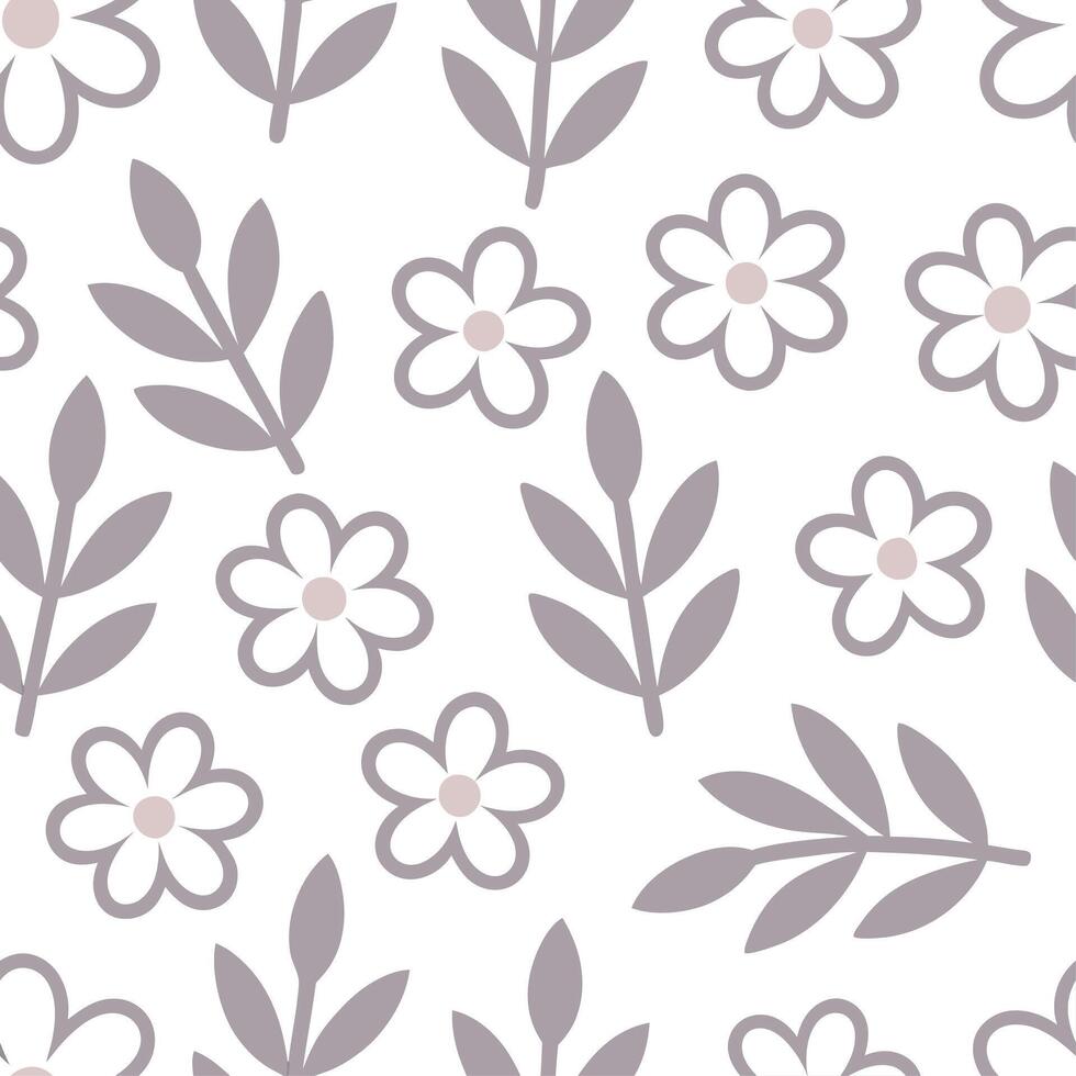 Whimsical pastel botanical seamless tile pattern with dreamy blooms and soft shades for enchanting spaces vector