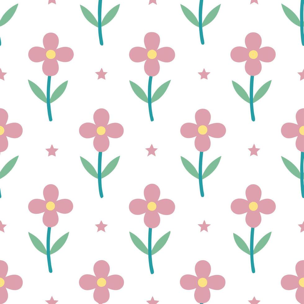 Whimsical heather seamless pattern with playful elements and soft colors on white vector