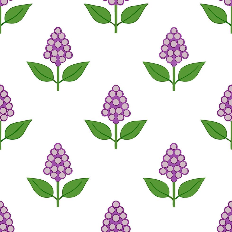 Vintage lilac bouquet seamless tile pattern elegant isolated white background ideal for classic home textiles wallpapers vector