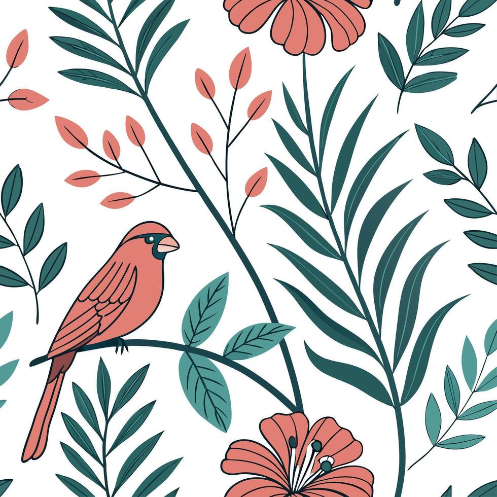 Whimsical seamless tile pattern with playful floral characters and bright colors for children rooms vector
