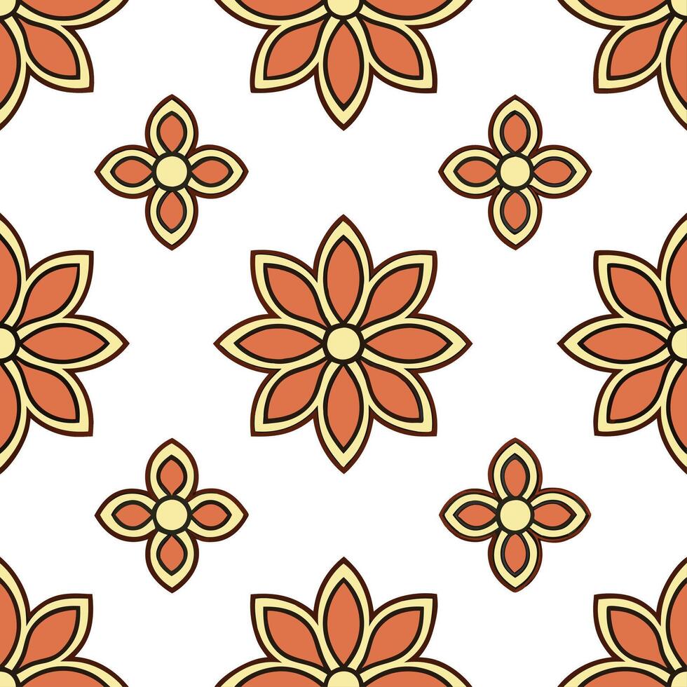 Traditional blossom seamless tile pattern with detailed floral motifs and rich colors for timeless decor vector
