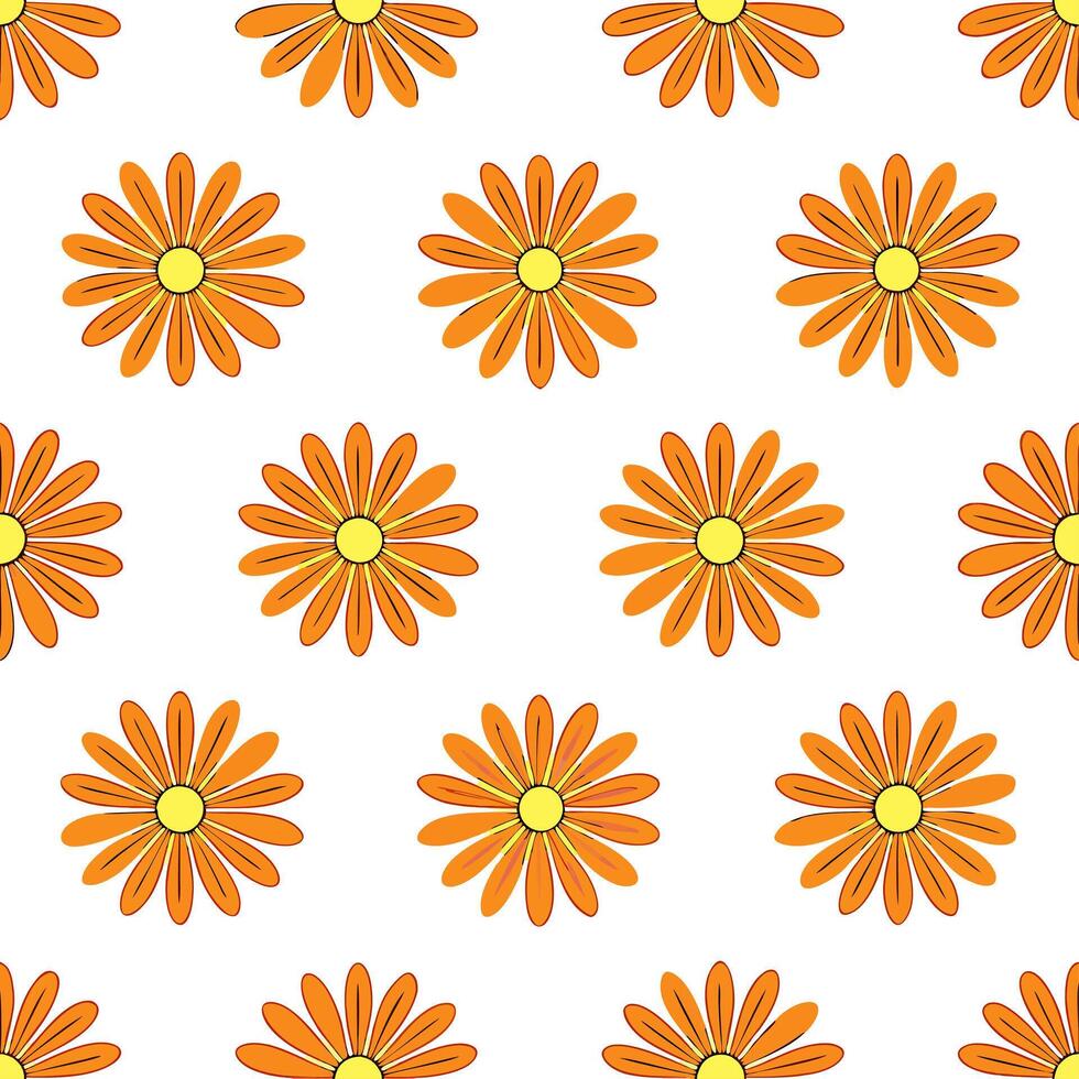 Tropical calendula garden seamless tile pattern vibrant isolated white background perfect for summer themes beach decor merchandise vector