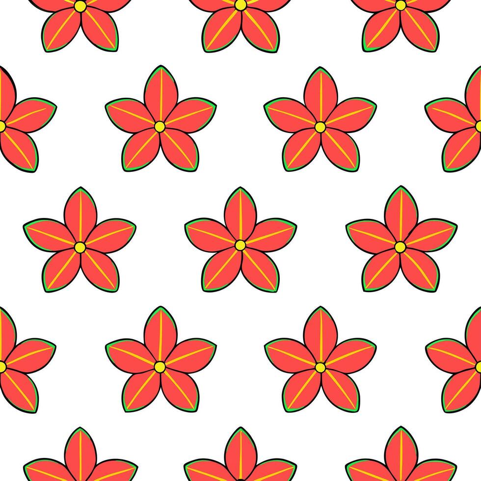 Tropical geranium seamless pattern with vibrant colors and exotic elements on white vector