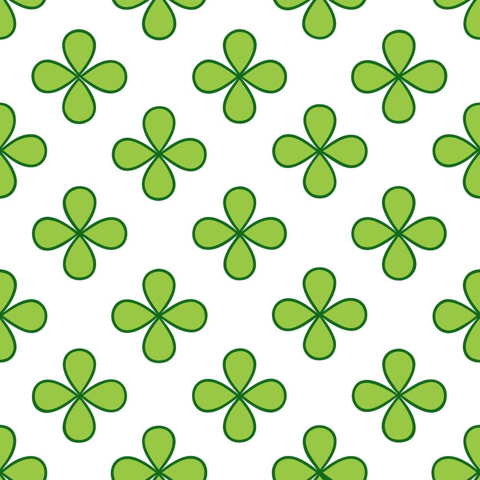 Tropical clover seamless pattern with vibrant colors and exotic elements on white vector