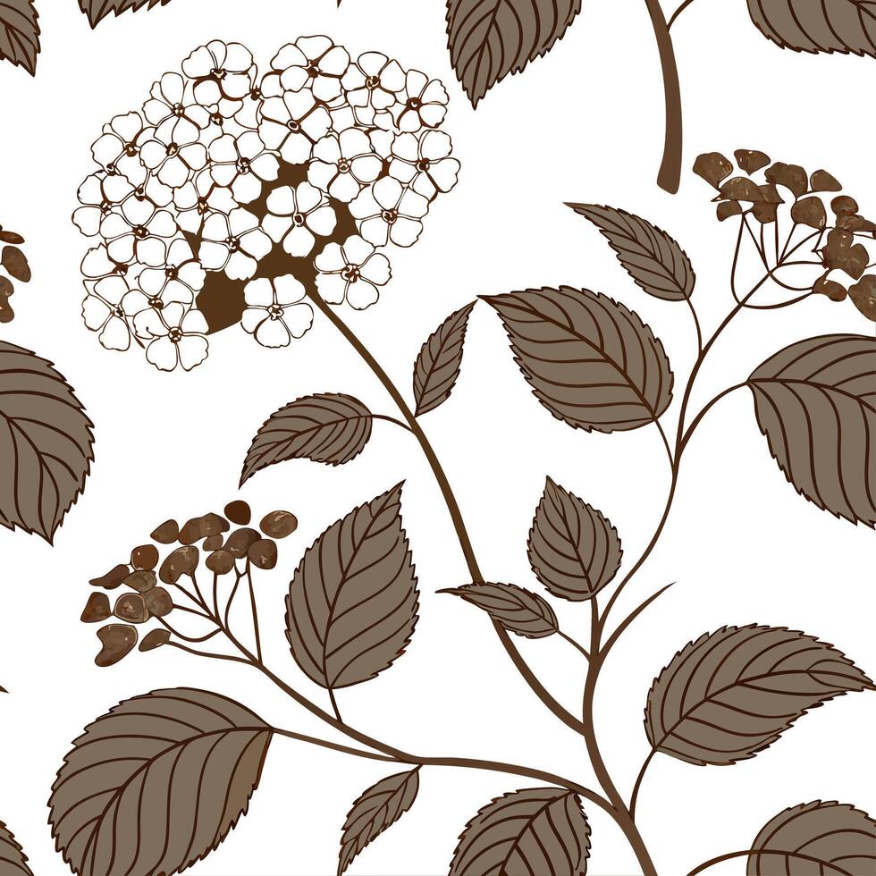 Rustic hydrangea seamless tile pattern with dried hydrangea motifs and earthy blue tones ideal for country style kitchens vector