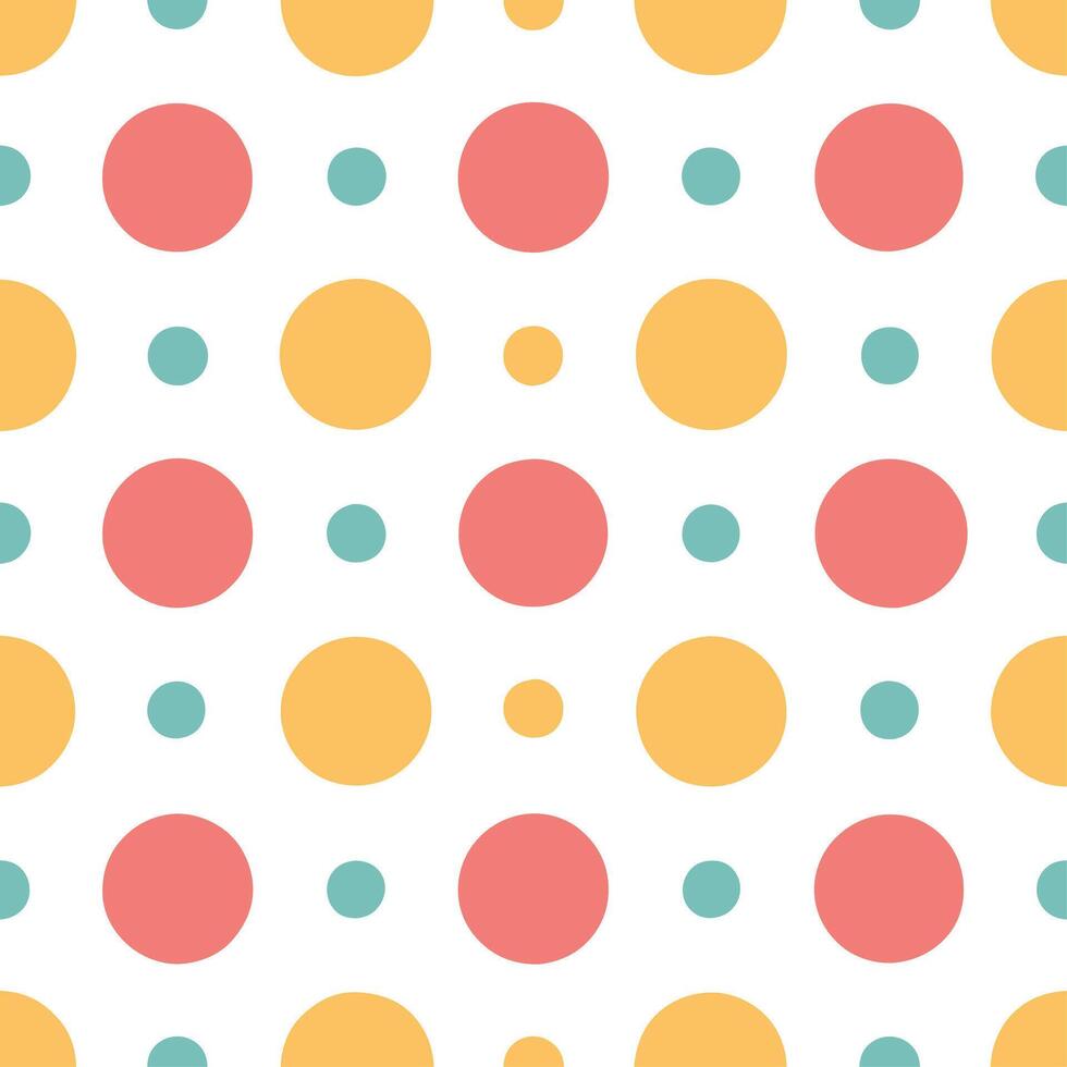 Retro polka dot circle tile pattern with cheerful colors on white for a lively nostalgic atmosphere vector