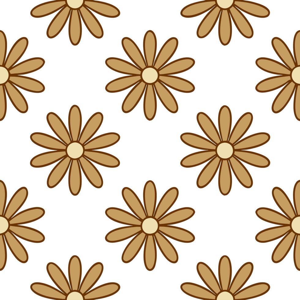 Rustic daisy seamless tile pattern with dried daisy motifs and earthy brown tones ideal for country style kitchens vector