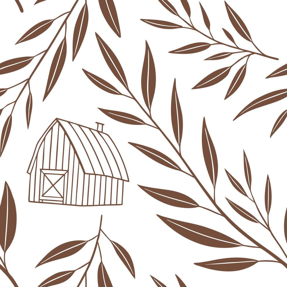 Rustic bamboo leaves seamless tile pattern with dried bamboo motifs and earthy green tones ideal for country style kitchens vector