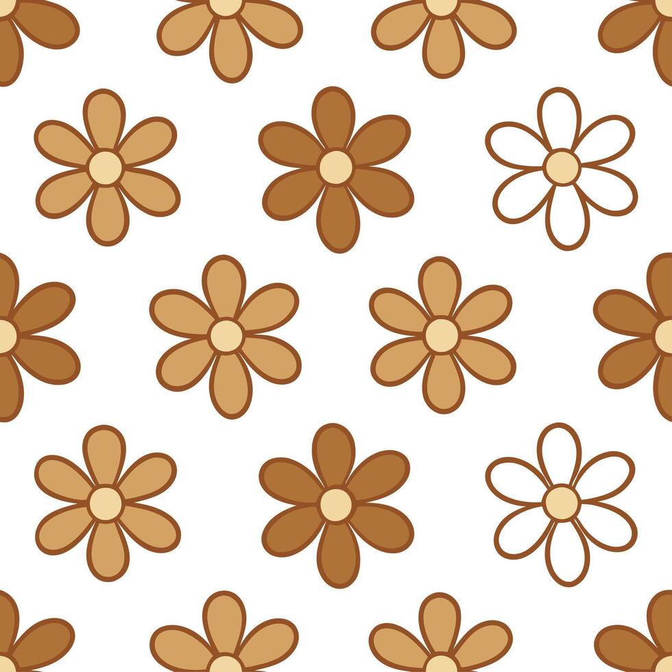 Rustic blossom seamless tile pattern with hand drawn flowers and earthy tones ideal for farmhouse kitchens vector