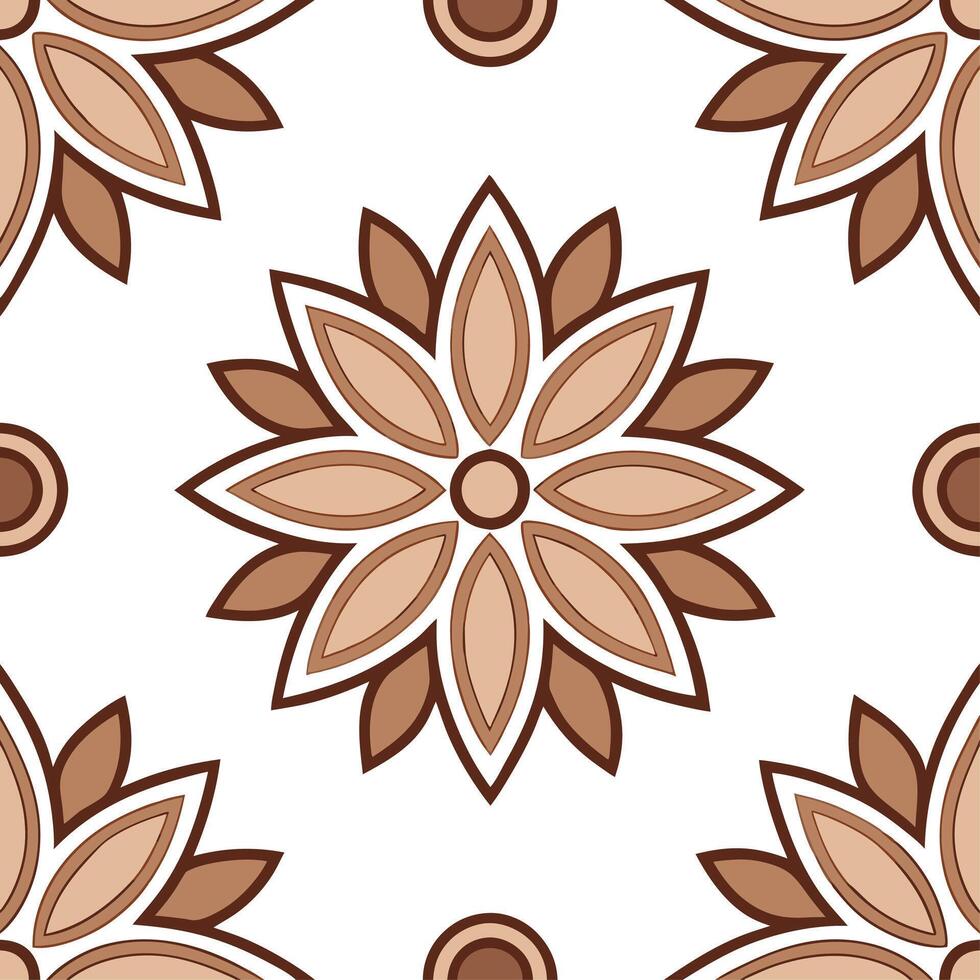 Rustic floral mandala seamless tile pattern with dried flower motifs and earthy tones ideal for country style kitchens vector