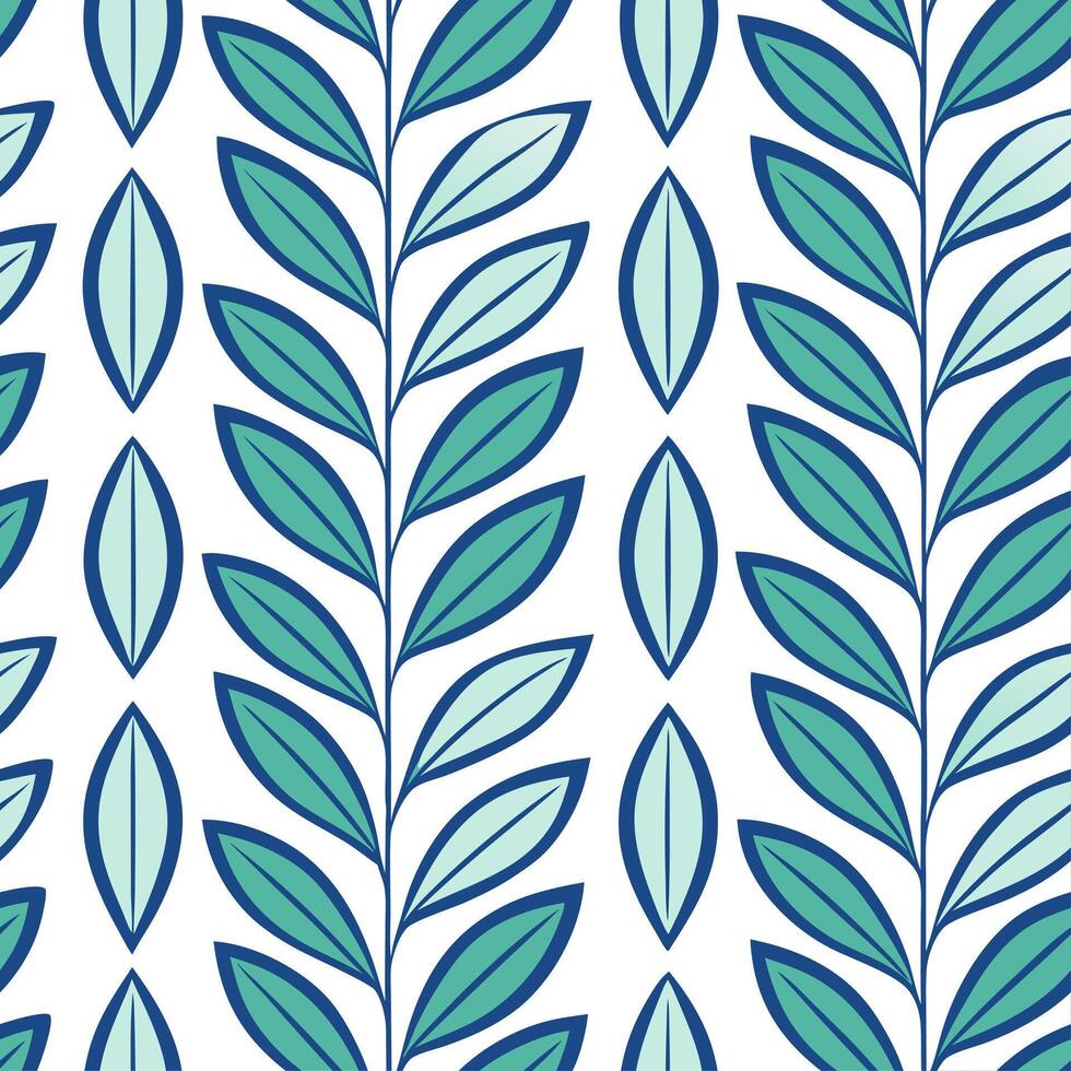 Nautical leaf repeat seamless tile pattern with marine inspired leaves and oceanic color scheme for coastal homes vector