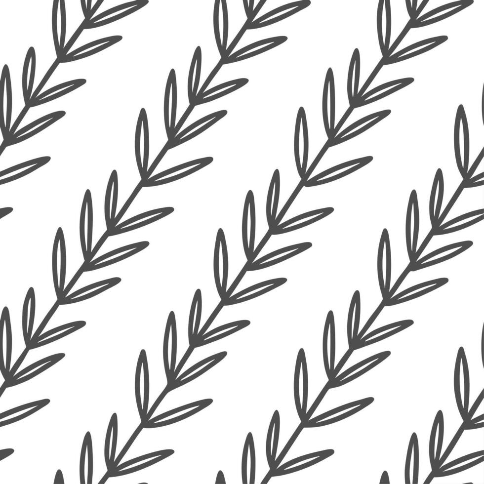 Modern herb seamless tile pattern with sleek rosemary branches and monochrome palette ideal for contemporary kitchens vector