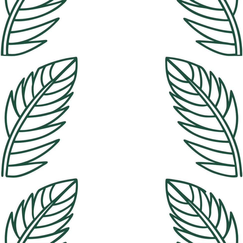 Minimalist tropical leaves seamless tile pattern with simple fern and banana leaf outlines on a white background for modern spaces vector