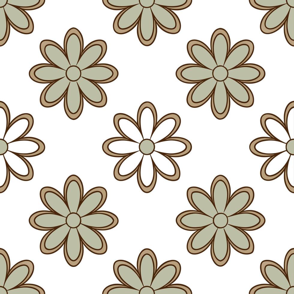 Organic floral seamless tile pattern with freeform flower shapes and earthy hues for natural themed spaces vector