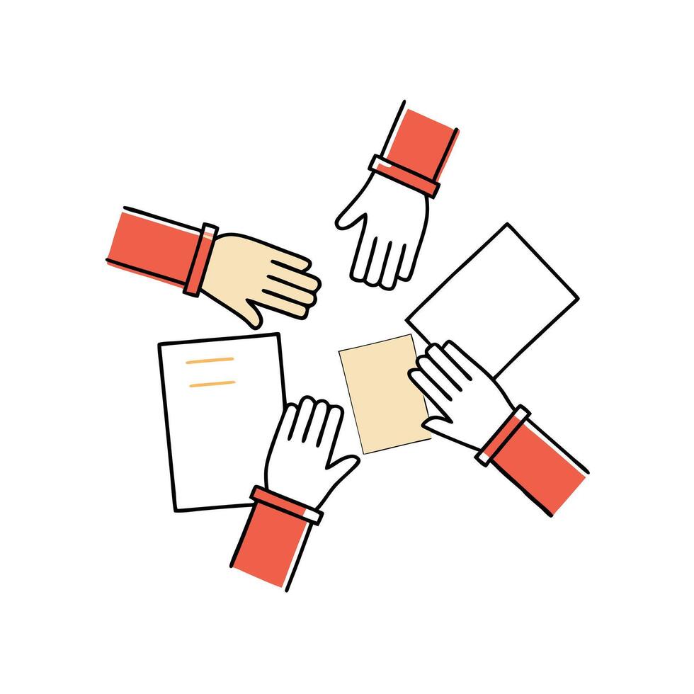 Hands Reaching Out for a Group Project vector