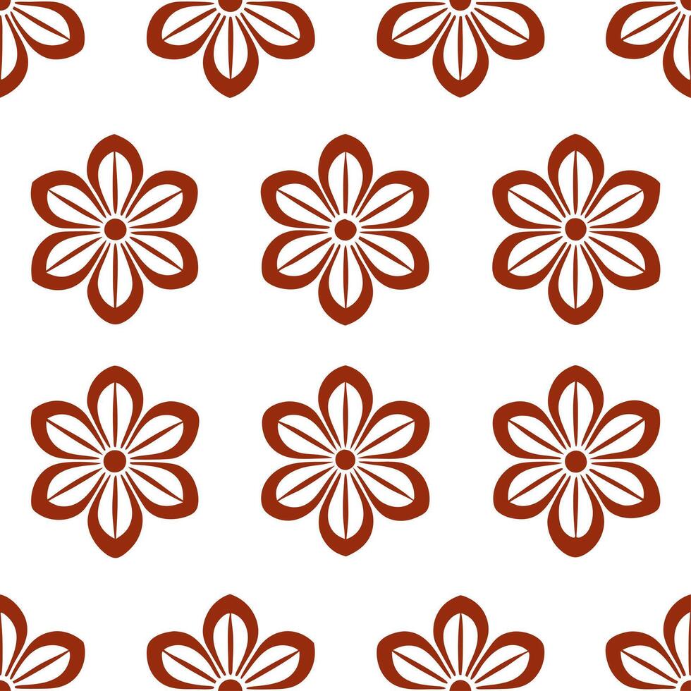 Industrial hibiscus seamless tile pattern with bold lines and metallic accents on white background ideal for modern lofts vector