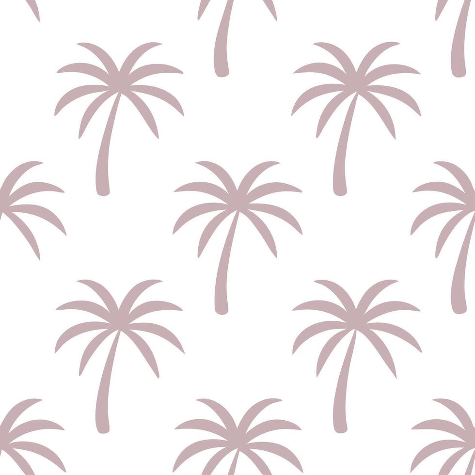 Pastel palm trees seamless pattern soft isolated white background perfect for nursery decor wedding invitations stationery crafts vector