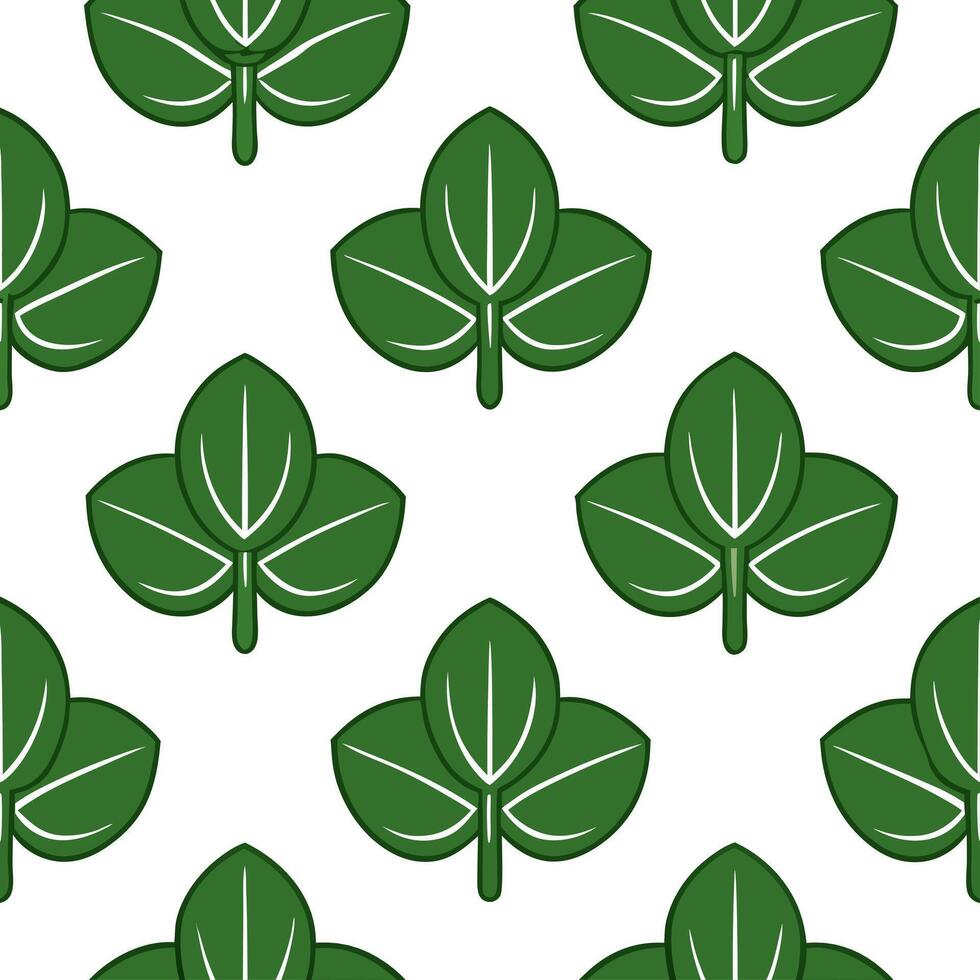 Minimalist monochrome Pilea seamless pattern with simple lines on white background vector
