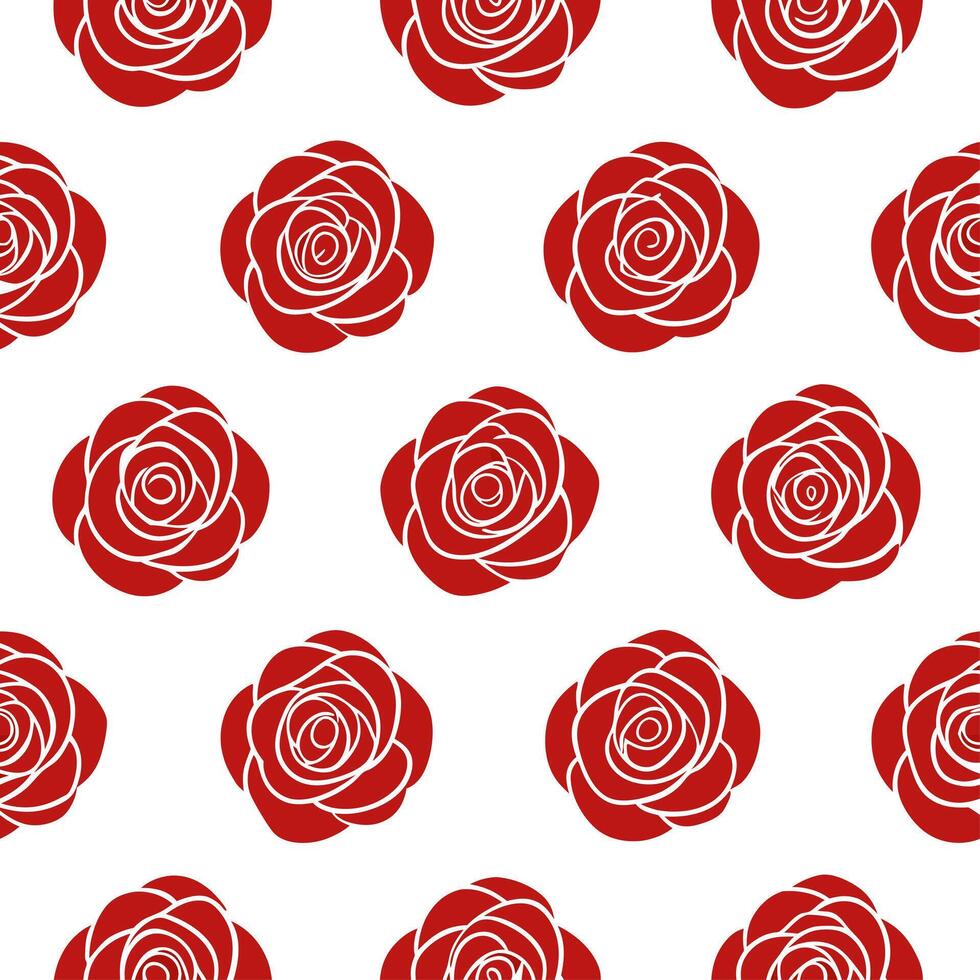 Elegant rose seamless tile pattern with detailed red roses on a pure white background ideal for luxurious living rooms vector