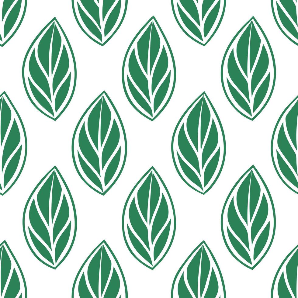 Elegant leaf repeat seamless tile pattern featuring various leaf shapes on a clean white background ideal for modern interiors vector