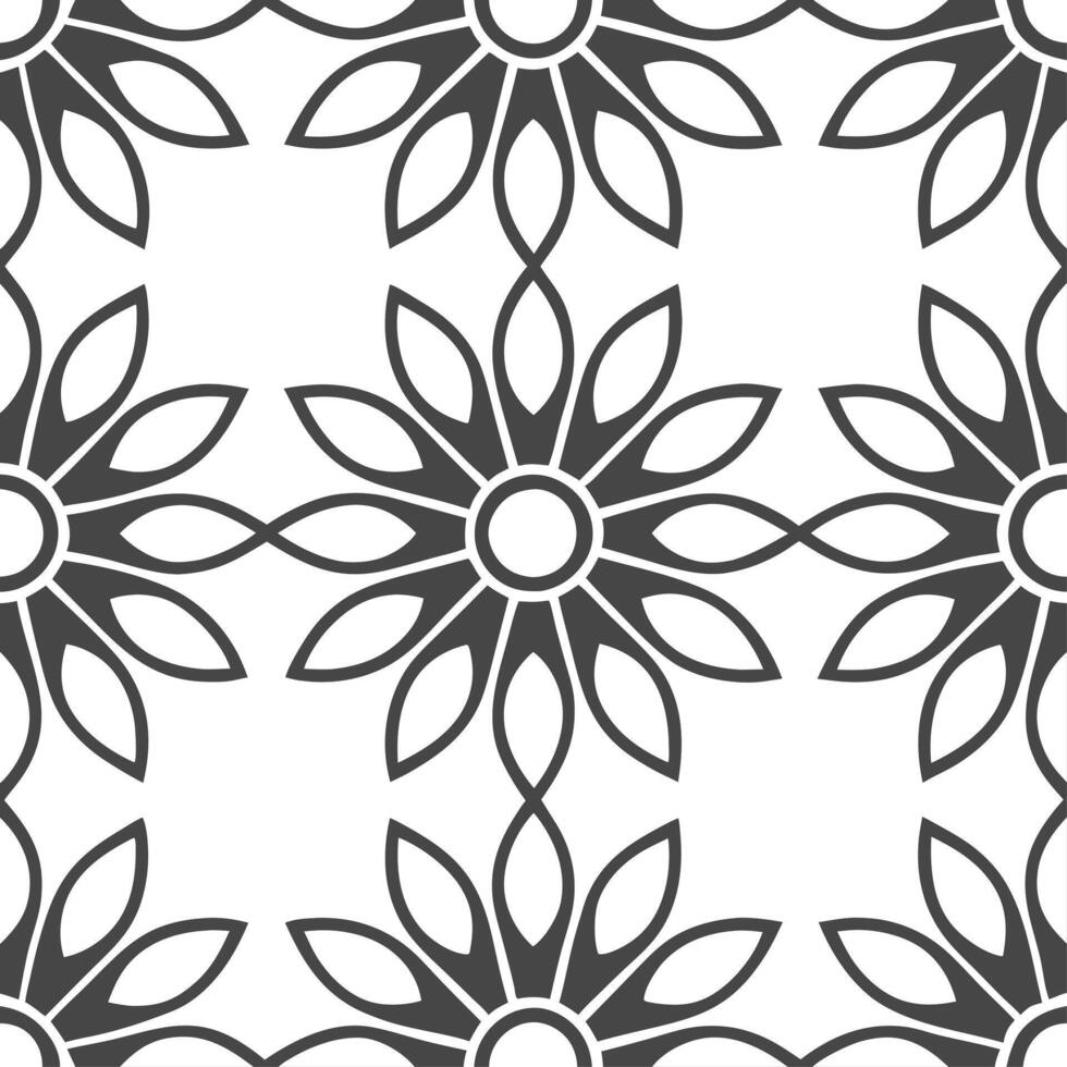 Contemporary sunflower seamless tile pattern with geometric sunflower designs and monochrome palette ideal for trendy spaces vector