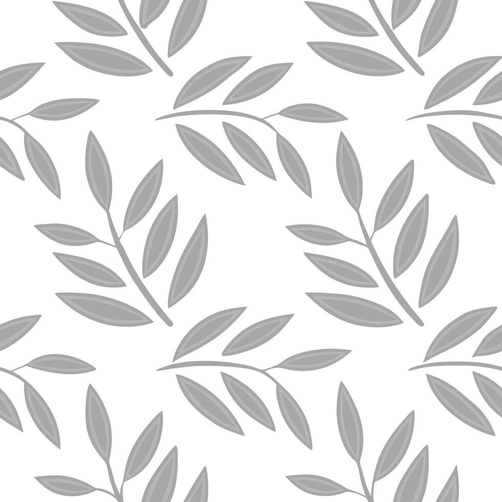 Delicate silver sage leaves seamless pattern with subtle shimmer on white background vector