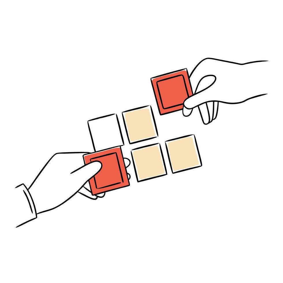 Close up of Hands Passing Sticky Notes in a Meeting vector
