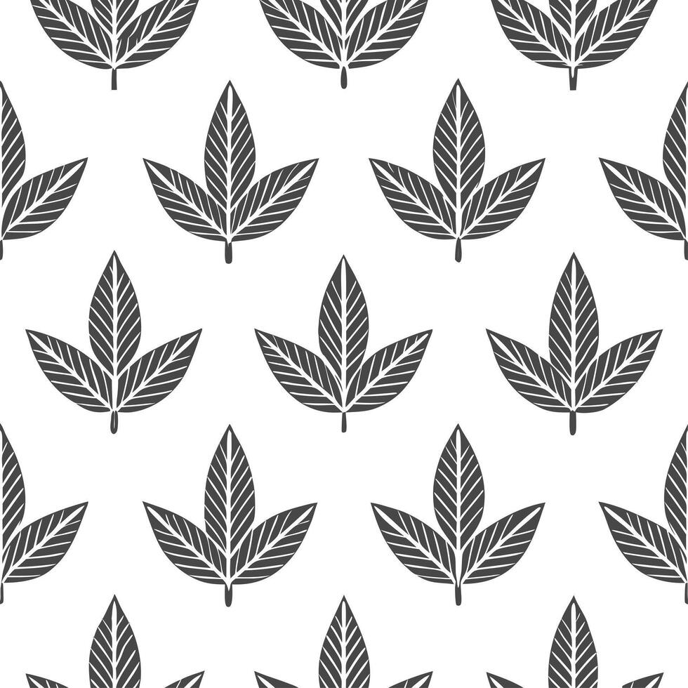 Classic embroidered sage leaves seamless pattern with textured details on white vector