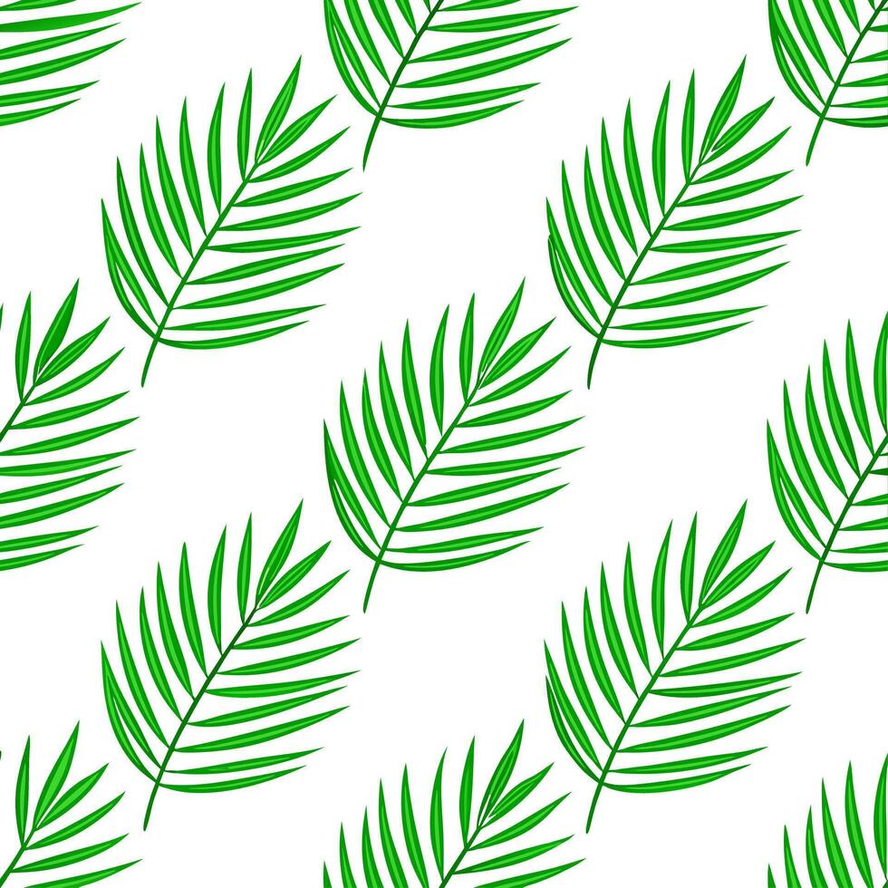 Bohemian palm leaf seamless tile pattern with vibrant green palms and intricate details on a white background ideal for eclectic spaces vector