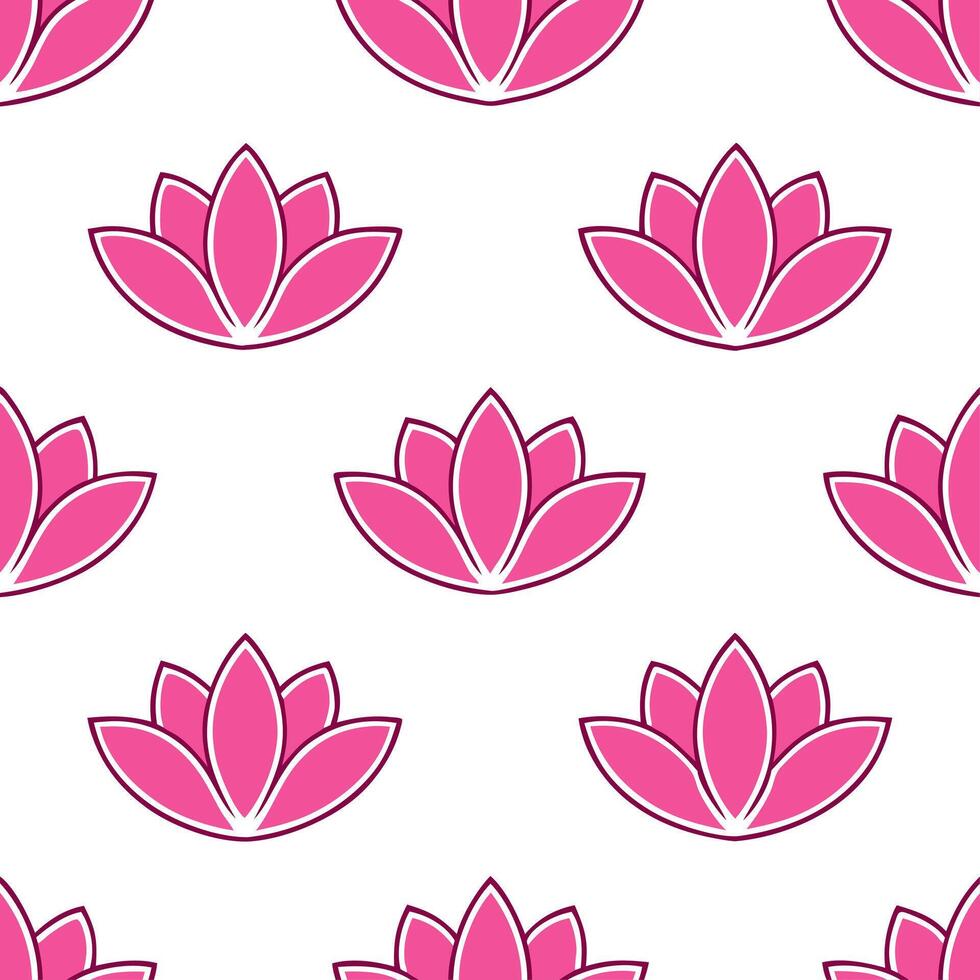 Bohemian magnolia seamless tile pattern with vibrant pink blooms and intricate leaf details on white background ideal for eclectic spaces vector