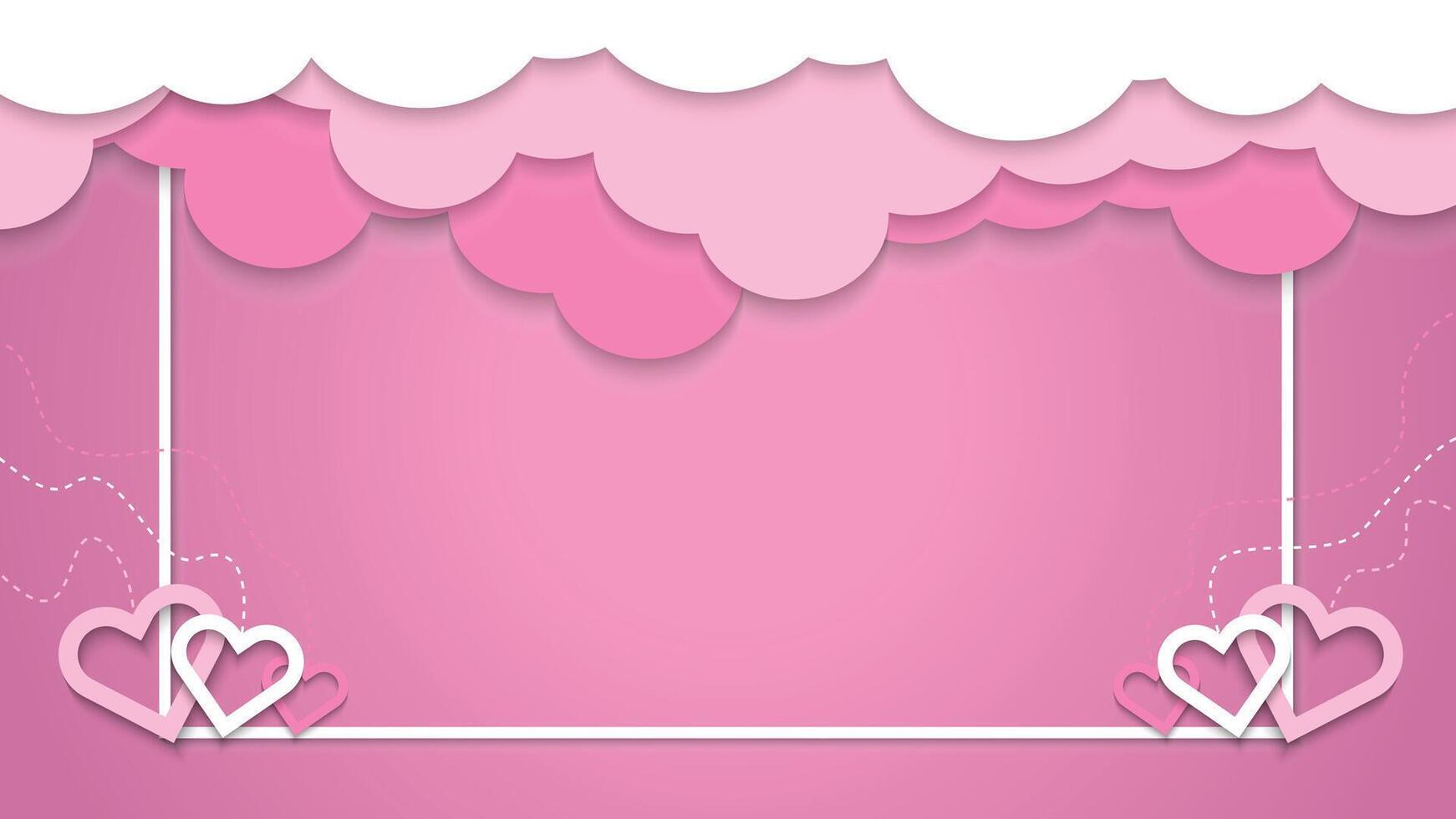 Pink Valentine Background with Decorative Hearts and Clouds for Romantic Themes vector