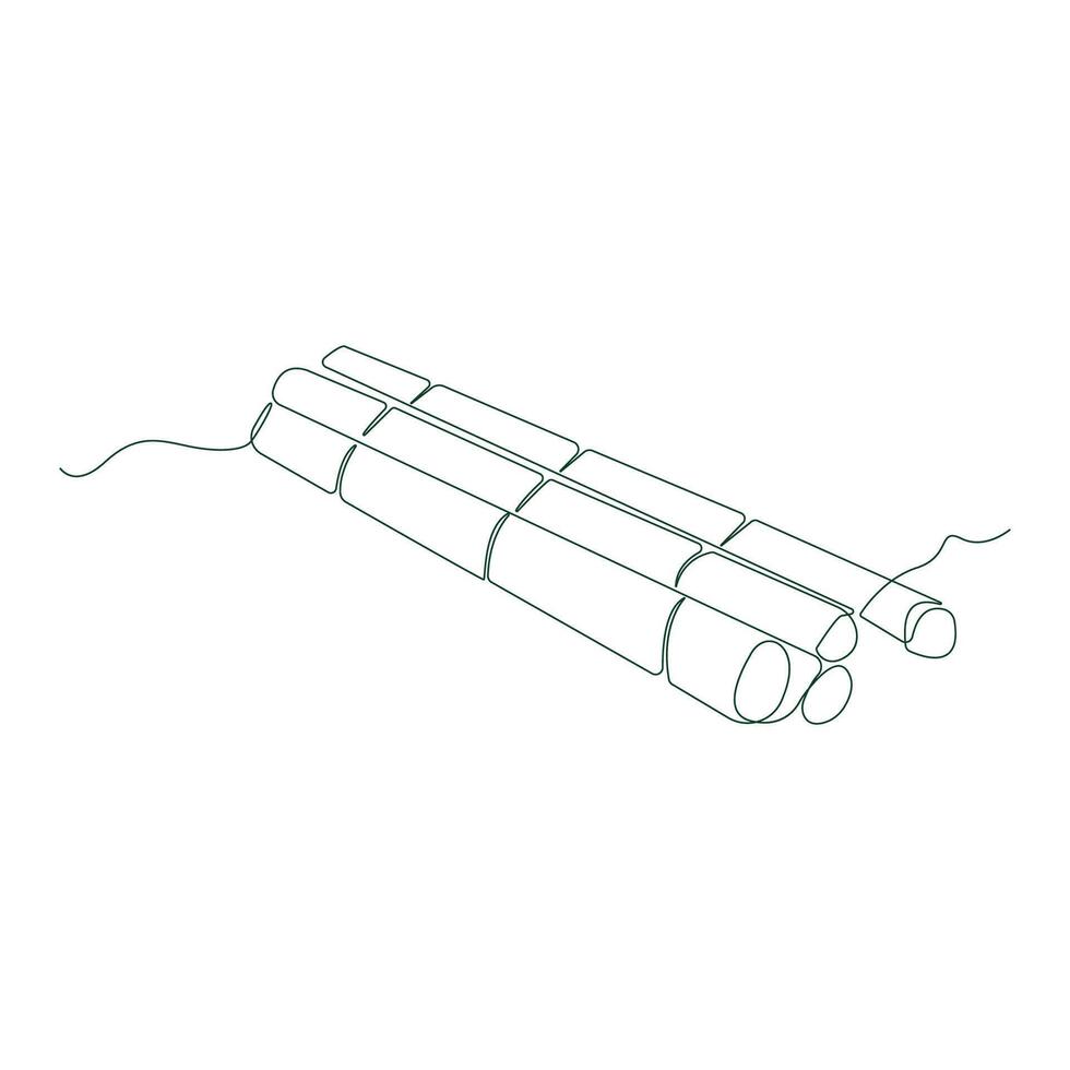 Continuous line art drawing of sugarcane. Minimalist sugarcane continuous outline vector