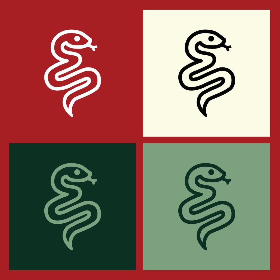 Modern Wooden Snake Logo for Chinese New Year, Featuring a Minimalist Outline and Symbolizing the Snake Zodiacs Wisdom and Renewal vector