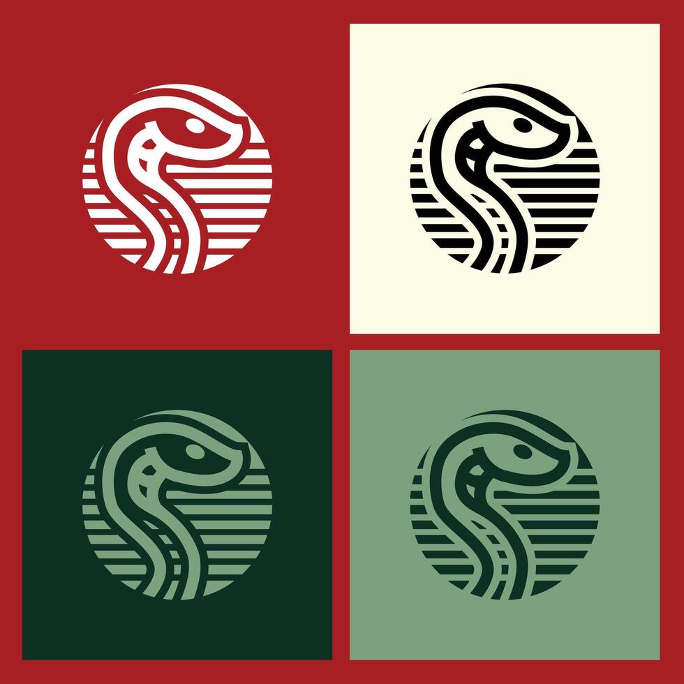 Contemporary Wooden Snake Outline Logo for Chinese New Year, Reflecting the Zodiacs Strength and Luck with a Simple, Elegant Design for Celebrations vector