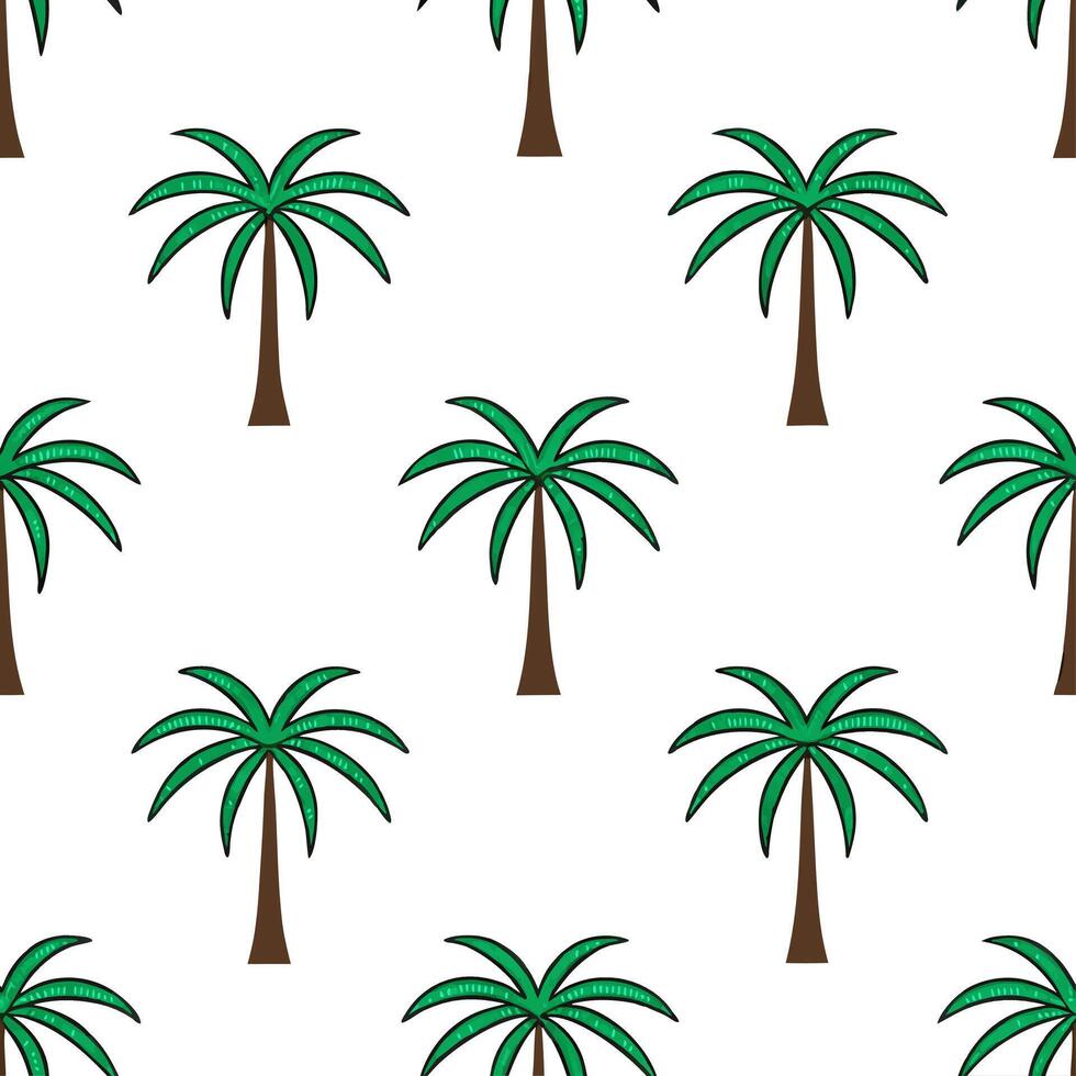 Retro palm trees seamless pattern vintage isolated white background suitable for 80s themed designs apparel home decor accessories vector