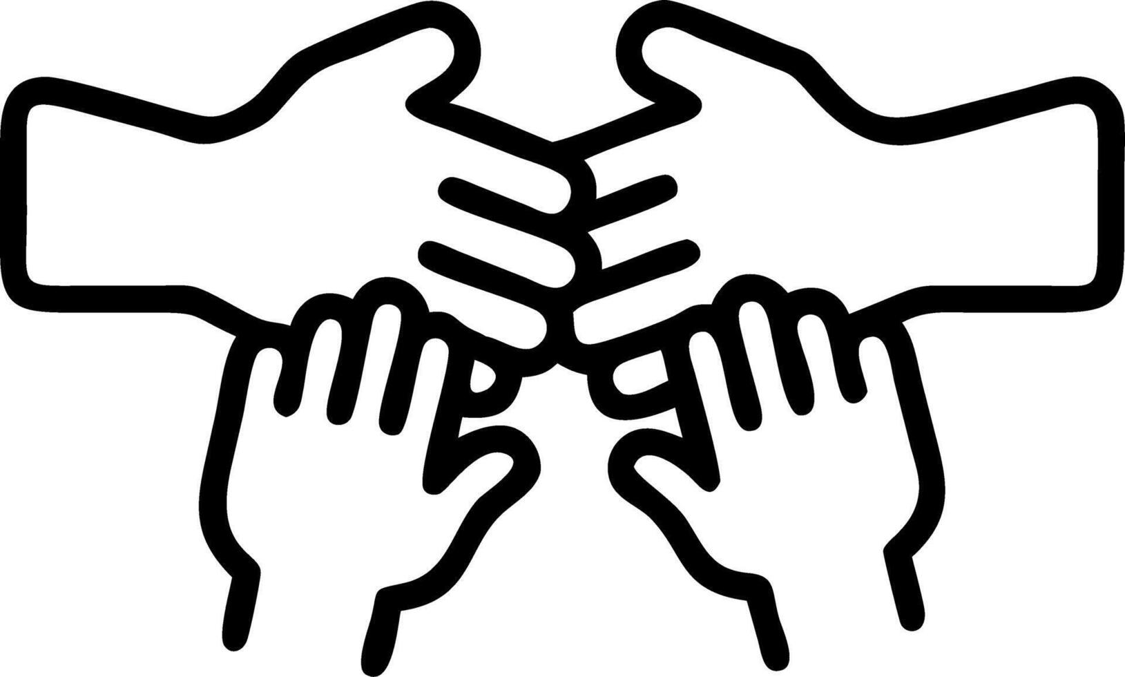 Plain white background with multiple generations of hands holding each other vector