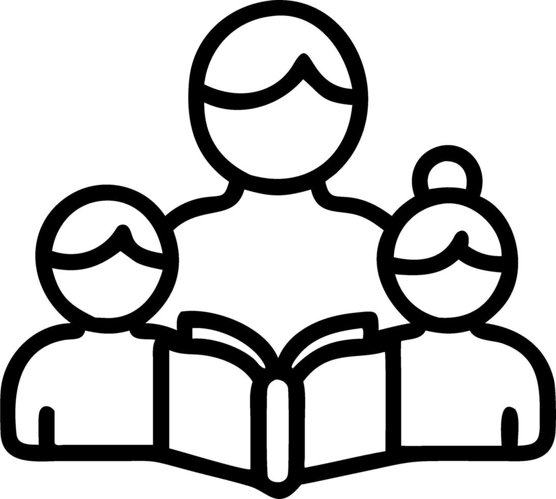 Plain white background with a soft focus on grandparents reading to grandchildren vector