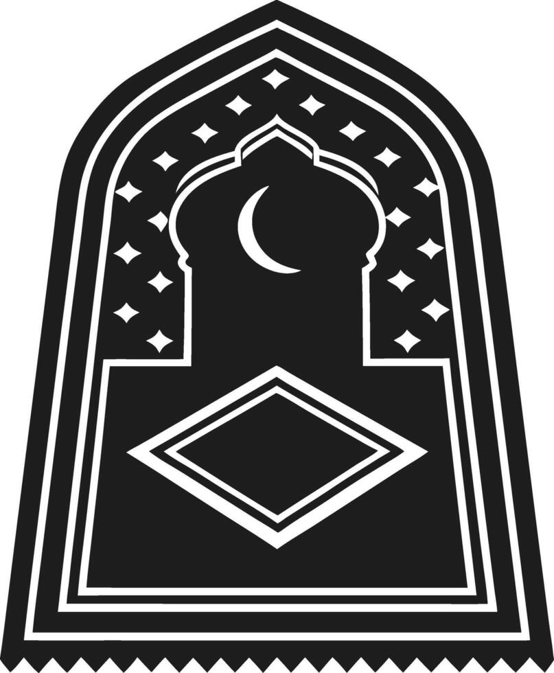 Islamic Prayer Niche Illustration - Mihrab Design with Crescent Moon and Geometric Patterns vector