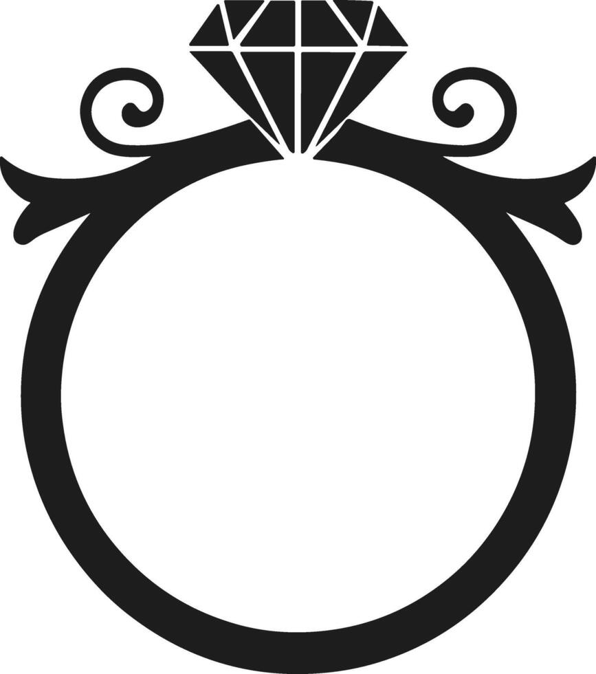 Elegant Diamond Ring Silhouette with Swirl Details for Wedding and Engagement Designs vector