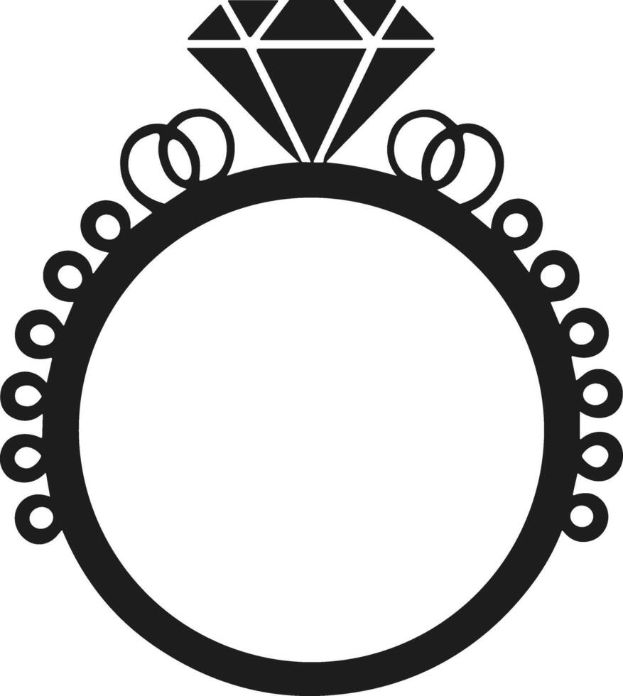 Intricate Diamond Ring Silhouette with Decorative Loops for Wedding and Engagement Designs vector