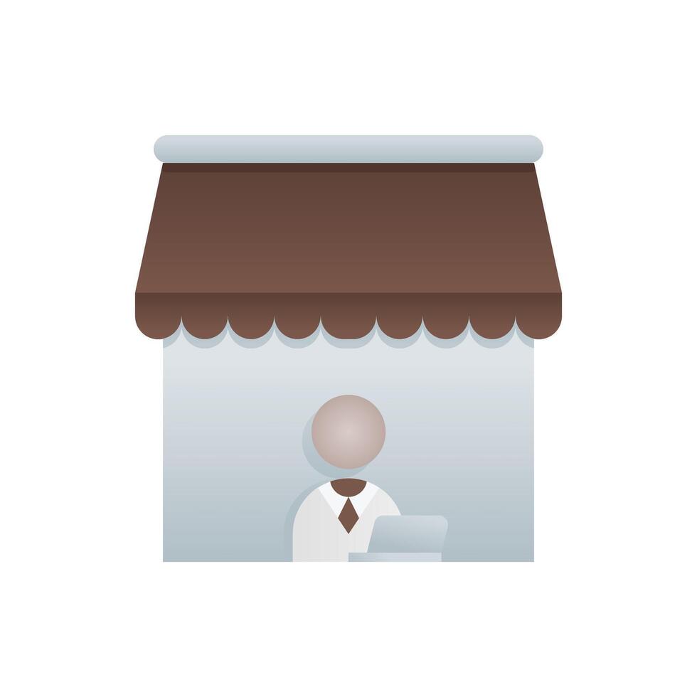 simple businessman icon and a shop vector