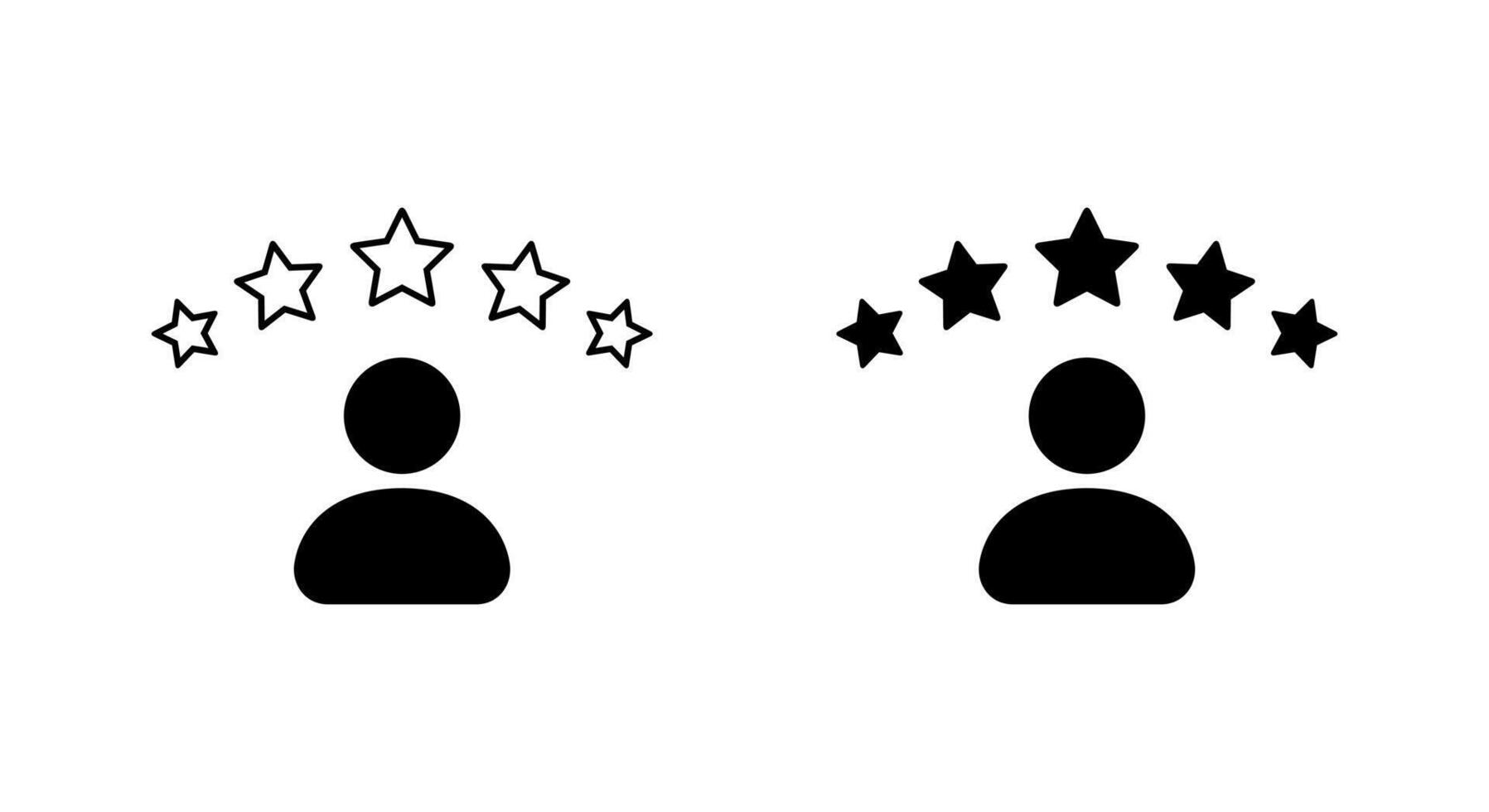 Review person icon. Default avatar with five star sign symbol vector