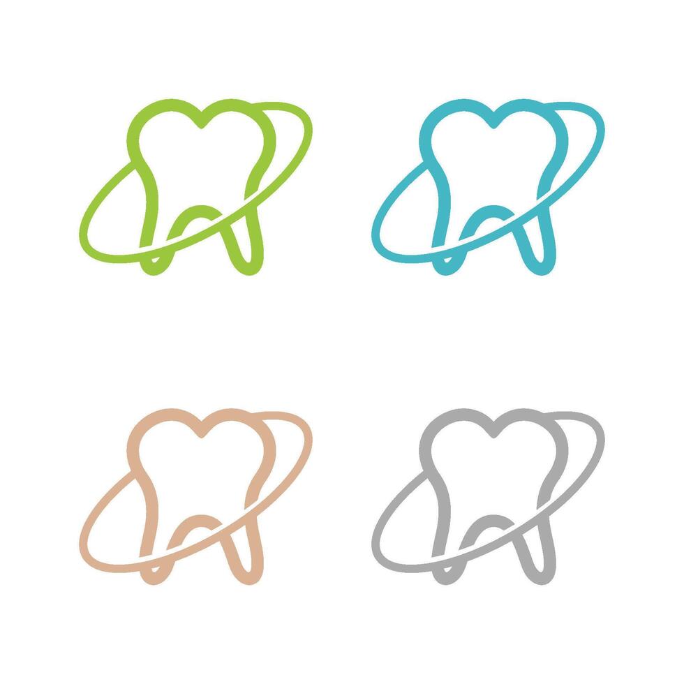 Set Tooth Dental Care Ring Logo Template Illustration Design. EPS 10. vector