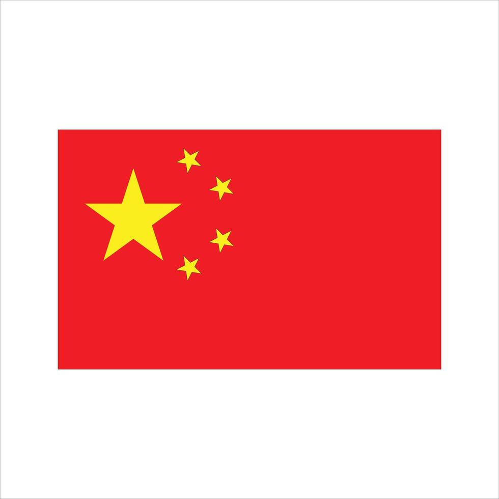 Flag of china. Chinese national Flag. White isolated background. vector